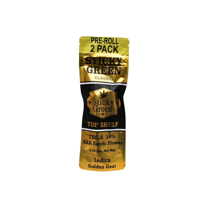 STICKY GREEN TOP SHELF 2.5GM THC-A PREROLLS 1.25GM/CT 2CT/PK 10PK
