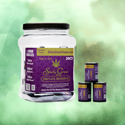 STICKY GREEN PRIVATE RESERVE TA & AAA+ 1GM BOUTIQUE FLOWER 20CT JAR