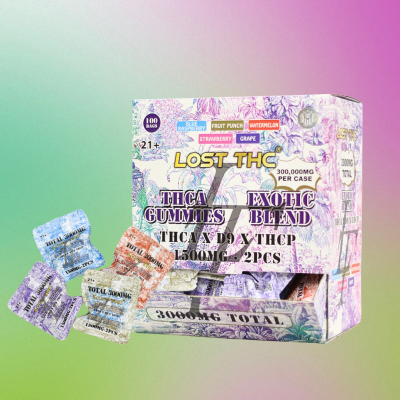 LOST THC 300000MG EXOTIC BLEND TA GUMMIES 1500MG/CT 2CT/PK 100PK ASSORTED FLAVOURS
