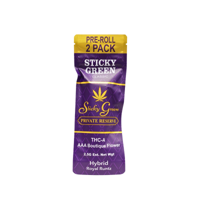 STICKY GREEN PRIVATE RESERVE 2.5GM TA PREROLLS 1.25GM/CT 2CT/PK 10PK