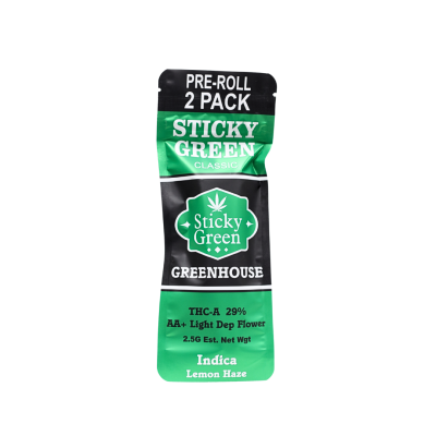 STICKY GREEN GREEN HOUSE 2.5GM TA PREROLLS 1.25GM/CT 2CT/PK 10PK