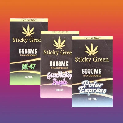 STICKY GREEN TOP SHELF 6GM THCA DISPOSABLE