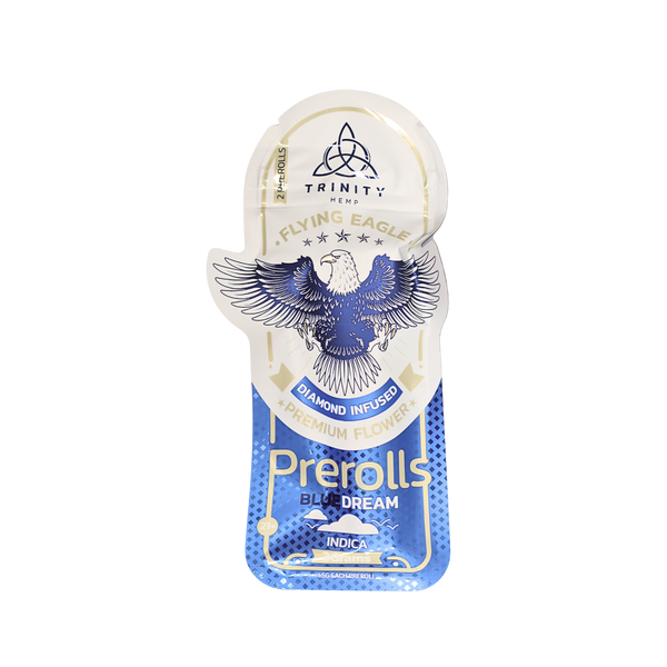 TRINITY HEMP FLYING EAGLE 3GM DIAMOND INFUSED PRE ROLLS 1.5GM/CT 2CT/PK