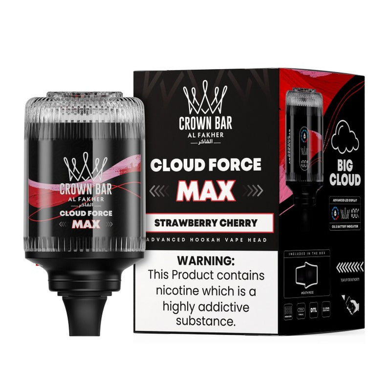 Al Fakher Crown Bar Cloud Force Max 50K Disposable E-Hookah Head 0.5%, Strawbery Cherry