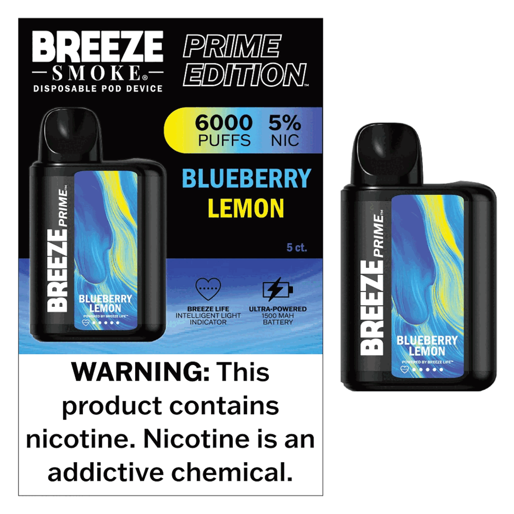 BREEZE PRIME EDITION 5% DISPOSABLE VAPE 10ML 6000PUFFS BREEZE