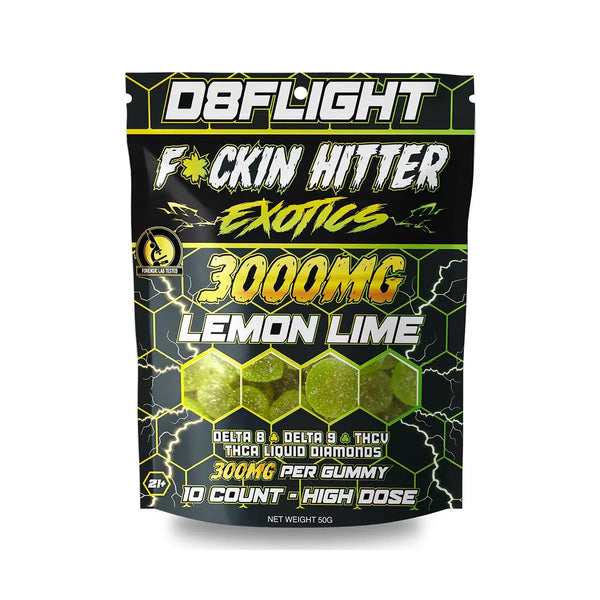 D8Flight F*ckin Hitter D8 + D9 Exotics Gummies, 10CT, 3000 mg D8Flight