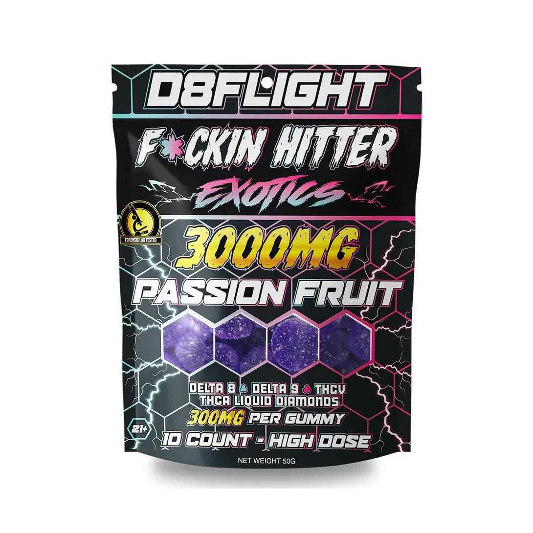D8Flight F*ckin Hitter D8 + D9 Exotics Gummies, 10CT, 3000 mg D8Flight