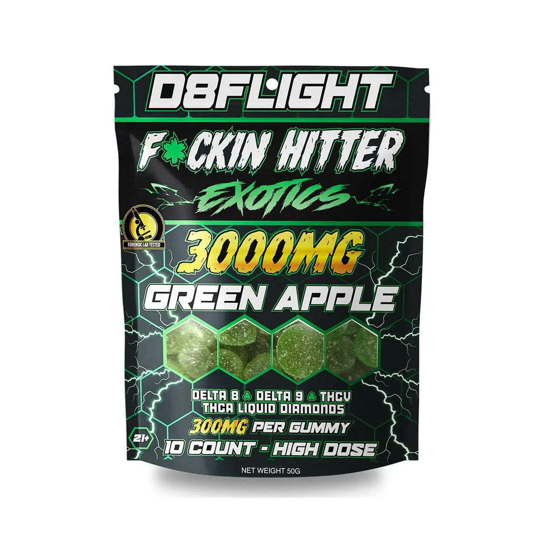 D8Flight F*ckin Hitter D8 + D9 Exotics Gummies, 10CT, 3000 mg D8Flight