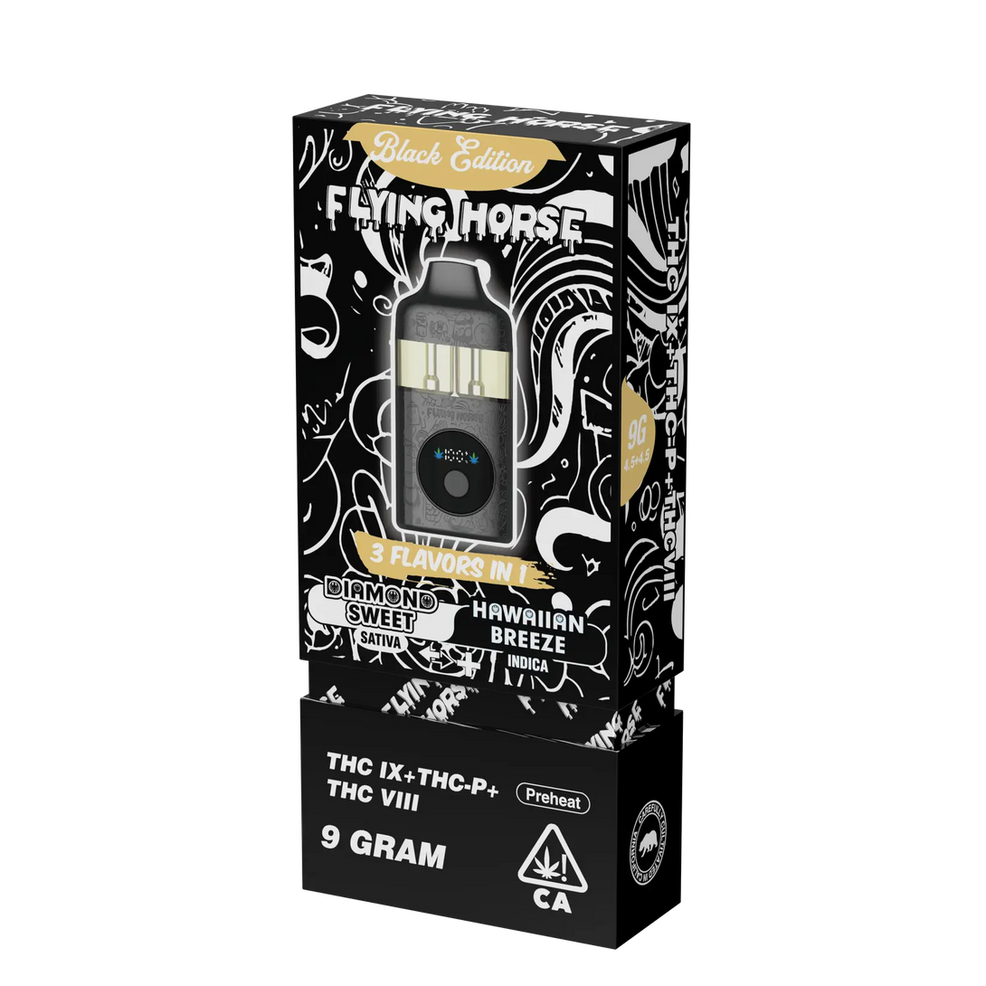 FLYING HORSE 9GM THC-A 3 IN 1 FLAV BLACK EDITION DISPOSABLE FLYING HORSE