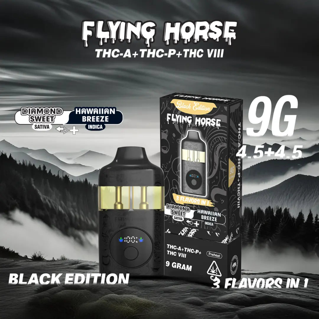 FLYING HORSE 9GM THC-A 3 IN 1 FLAV BLACK EDITION DISPOSABLE FLYING HORSE