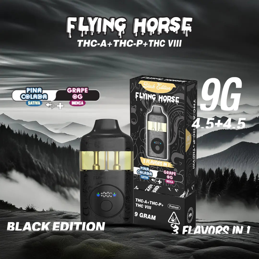 FLYING HORSE 9GM THC-A 3 IN 1 FLAV BLACK EDITION DISPOSABLE FLYING HORSE