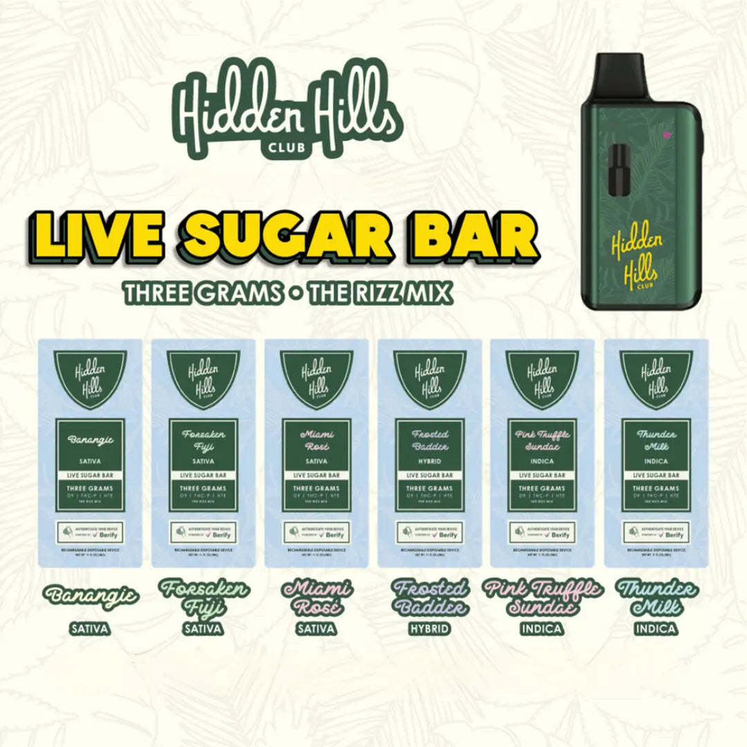 HIDDEN HILLS 3GM LIVE SUGAR BAR DISPOSABLE HIDDEN HILLS