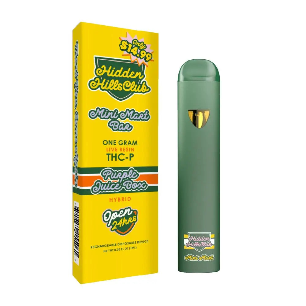 HIDDEN HILLS MINI MART BAR LIVE RESIN 1GM THC-P DISPOSABLE HIDDEN HILLS