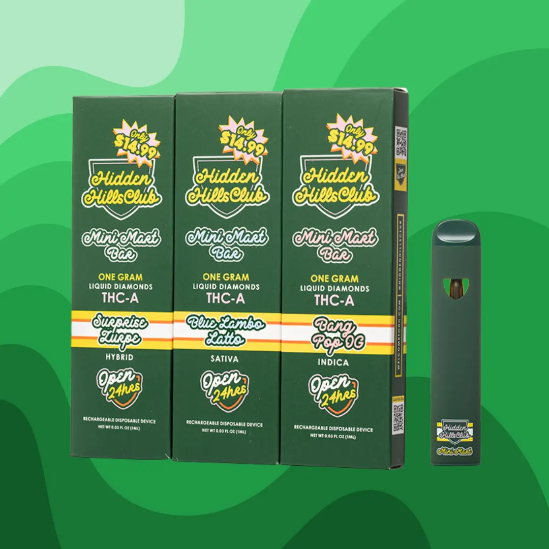 HIDDEN HILLS MINI MART BAR THC-A LIQUID DIAMOND 1GM DISPOSABLE HIDDEN HILLS