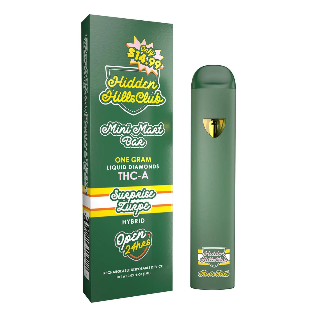 HIDDEN HILLS MINI MART BAR THC-A LIQUID DIAMOND 1GM DISPOSABLE HIDDEN HILLS