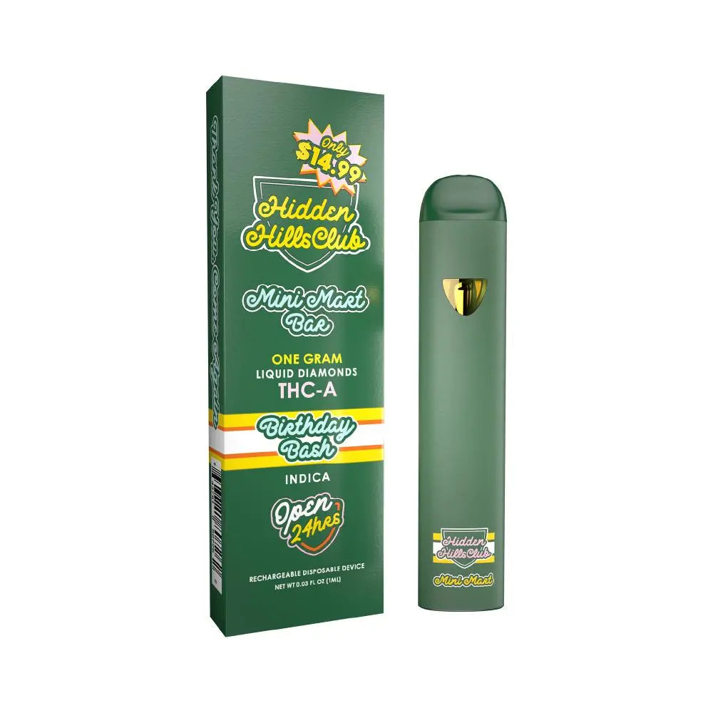 HIDDEN HILLS MINI MART BAR THC-A LIQUID DIAMOND 1GM DISPOSABLE HIDDEN HILLS