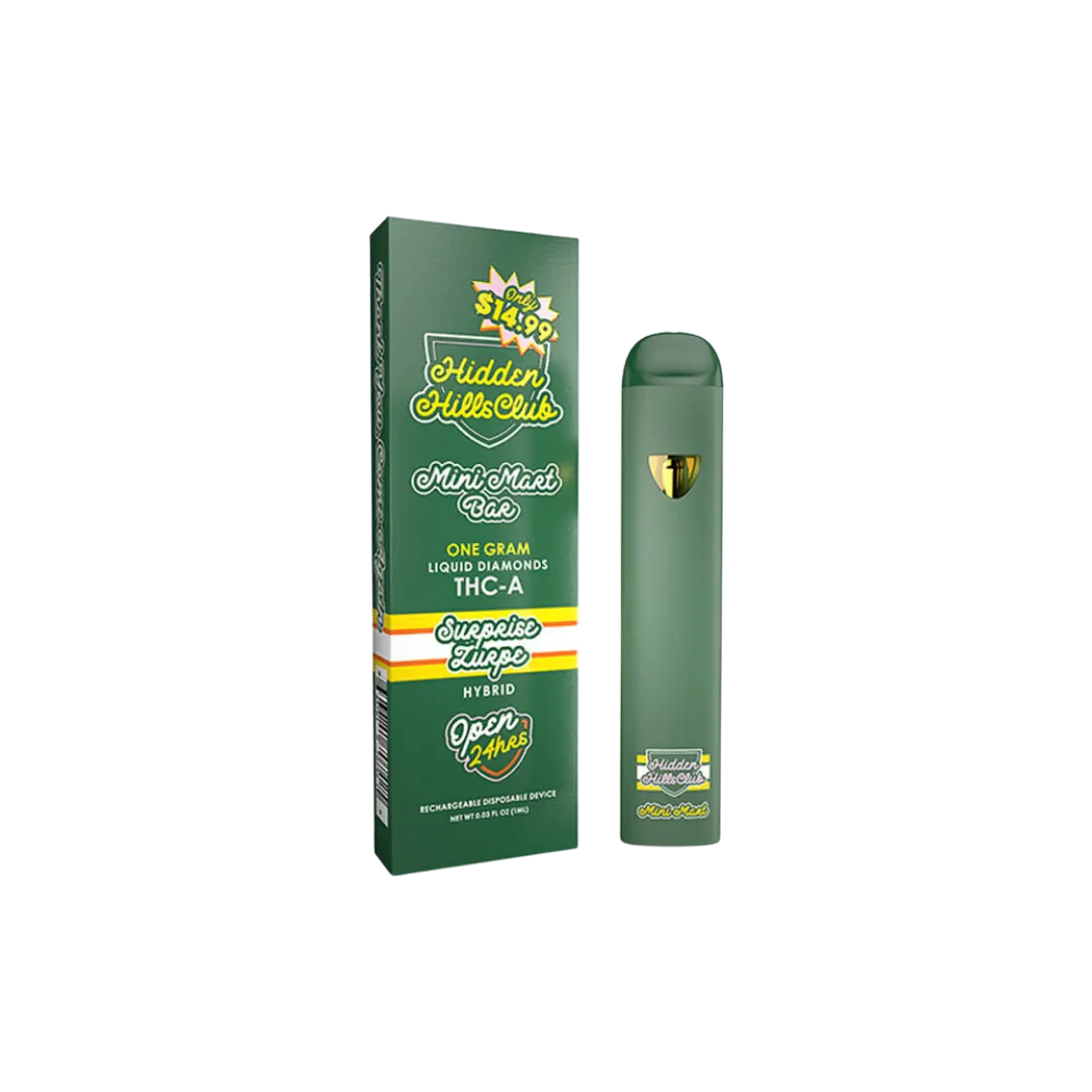 HIDDEN HILLS MINI MART BAR THC-A LIQUID DIAMOND 1GM DISPOSABLE HIDDEN HILLS