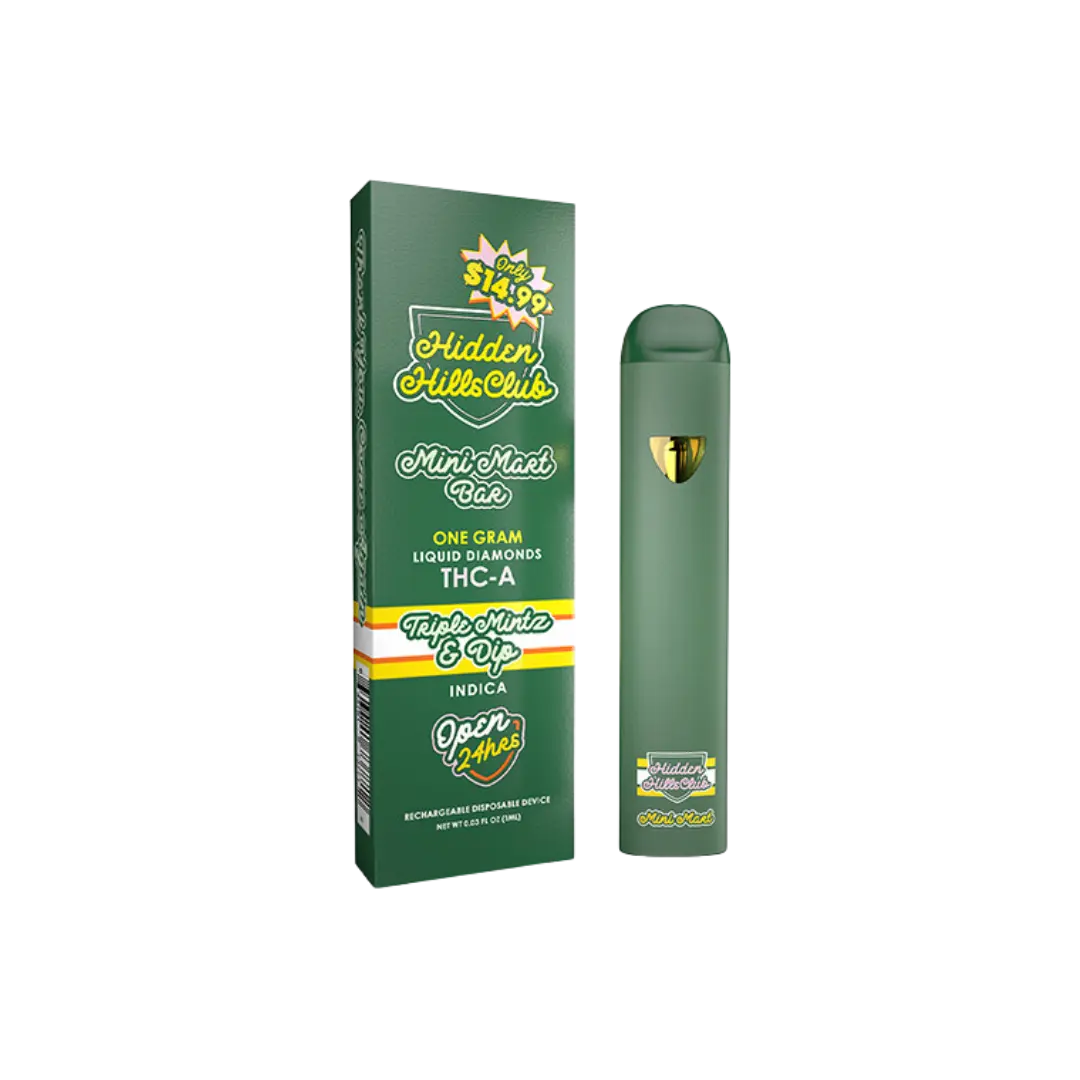 HIDDEN HILLS MINI MART BAR THC-A LIQUID DIAMOND 1GM DISPOSABLE HIDDEN HILLS