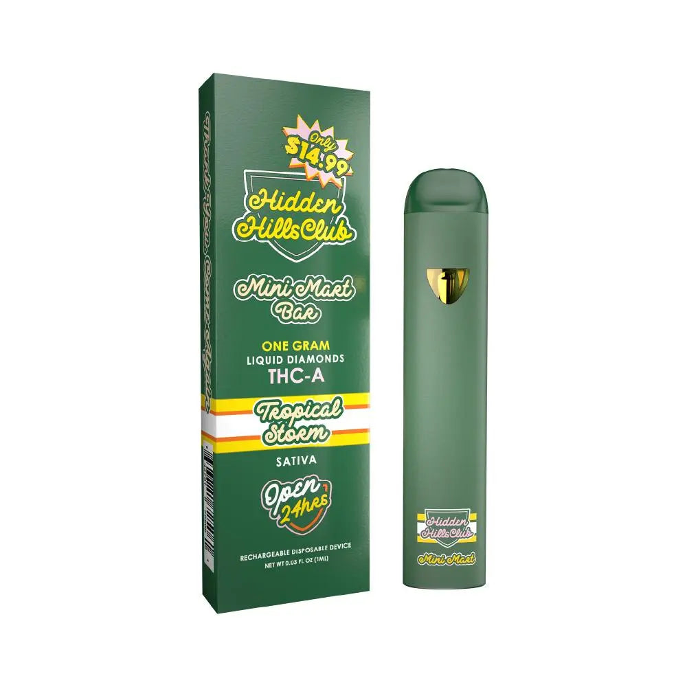 HIDDEN HILLS MINI MART BAR THC-A LIQUID DIAMOND 1GM DISPOSABLE HIDDEN HILLS