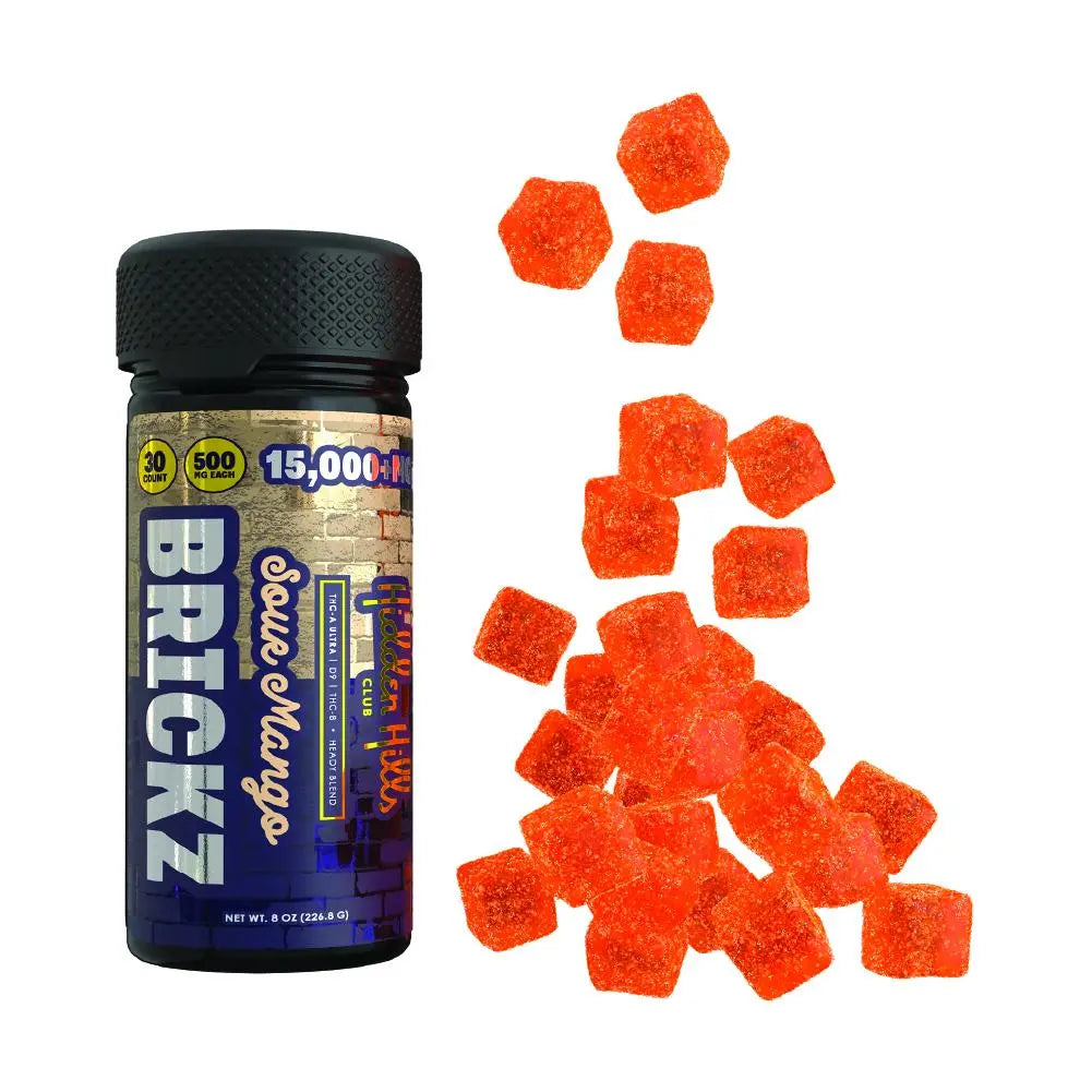 Hidden Hills Brickz Heady Blend Gummies, 30CT, 15000 mg Hidden Hills