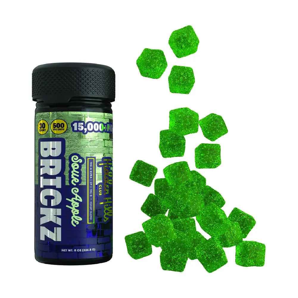 Hidden Hills Brickz Heady Blend Gummies, 30CT, 15000 mg Hidden Hills