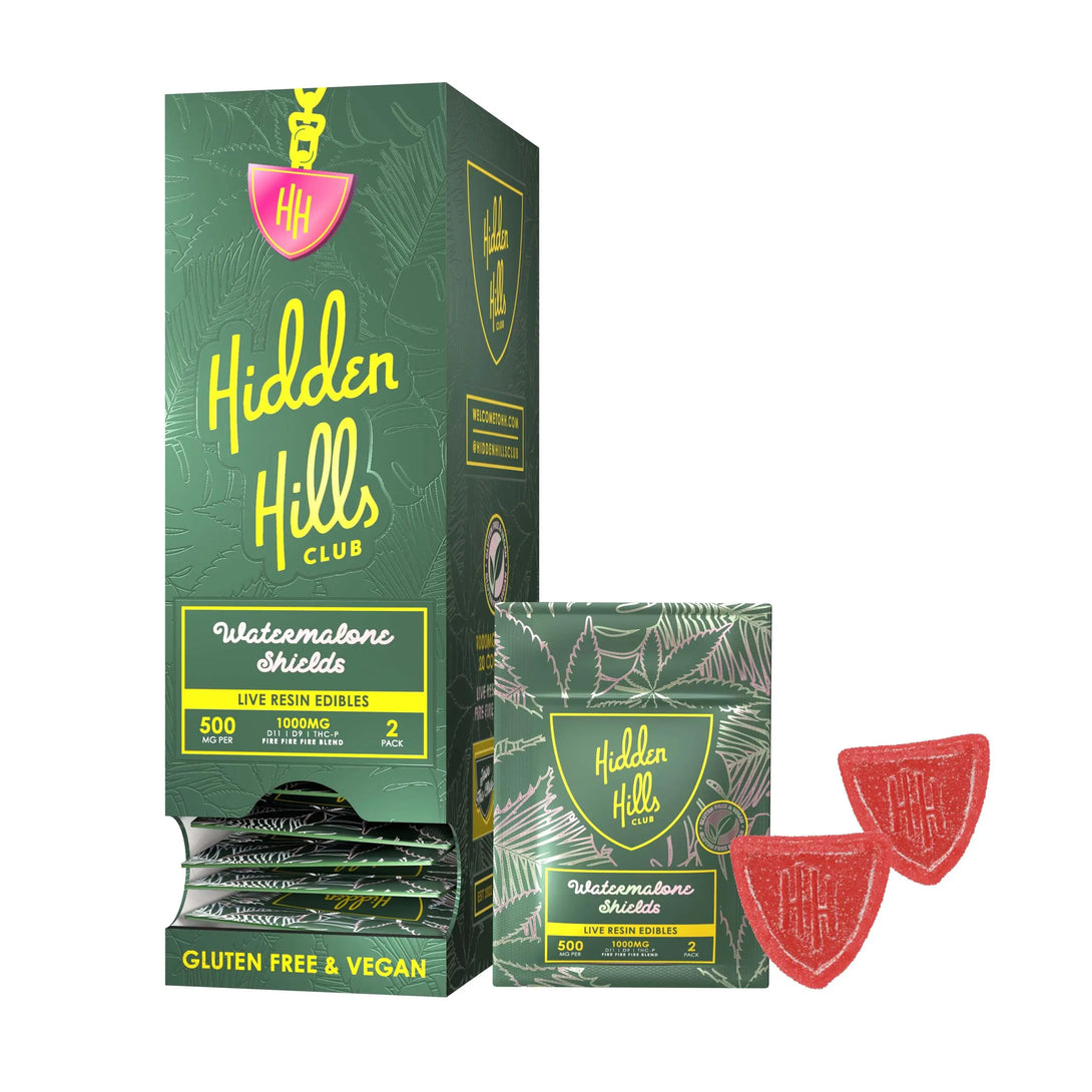 Hidden Hills Live Resin Gummies Display, 2CT, 500 mg Hidden Hills