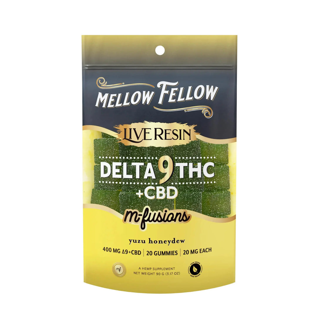 Mellow Fellow Live Resin D9 + CBD M-Fusions Gummies, 20CT, 400 mg Mellow Fellow