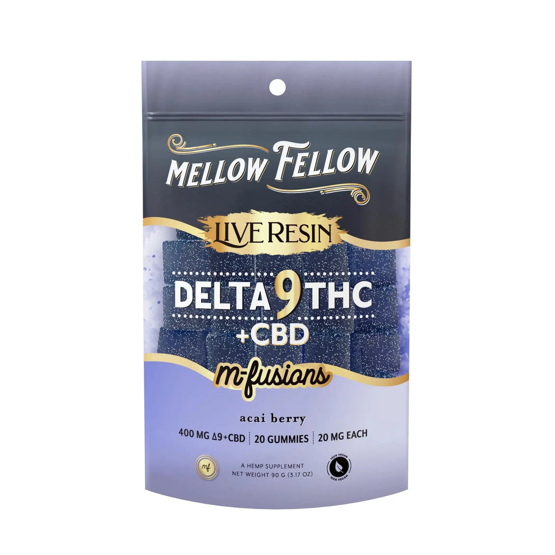 Mellow Fellow Live Resin D9 + CBD M-Fusions Gummies, 20CT, 400 mg Mellow Fellow