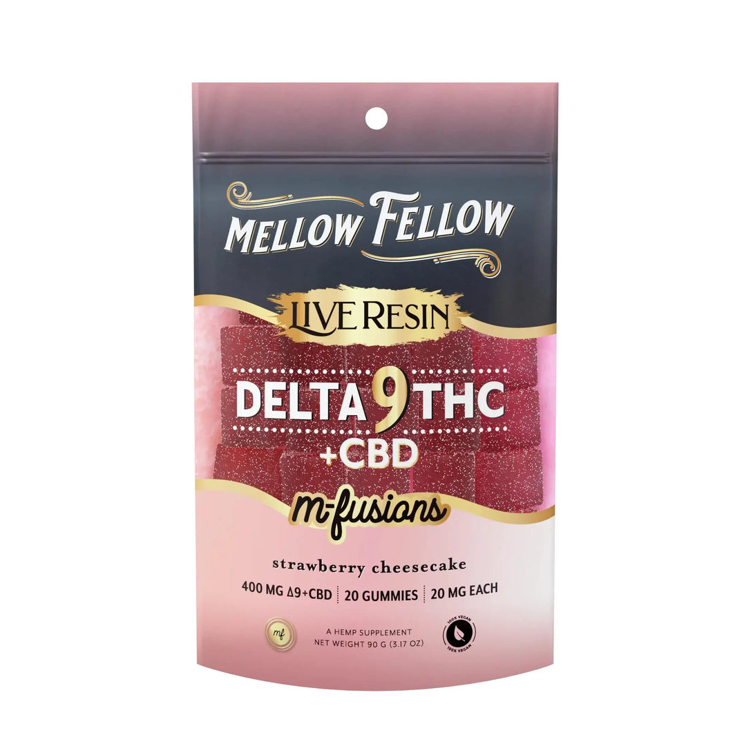 Mellow Fellow Live Resin D9 + CBD M-Fusions Gummies, 20CT, 400 mg Mellow Fellow