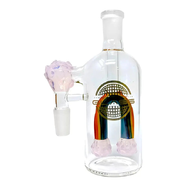 On Point Glass 90 Degree Rainbow Candy Magic Ash Catcher, 14mm On Point Glass