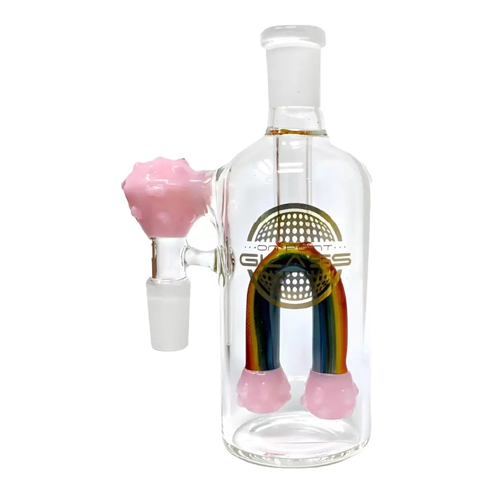 On Point Glass 90 Degree Rainbow Candy Magic Ash Catcher, 14mm On Point Glass