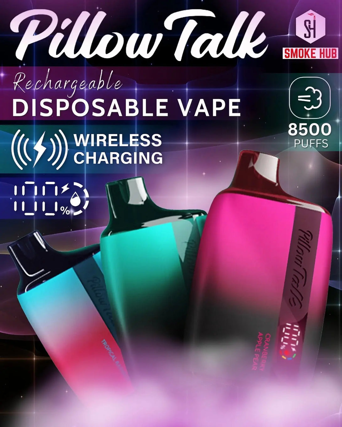 PILLOW TALK RECHARGABLE DISPOSABLE VAPE 8500 PUFFS PILLOW TALK