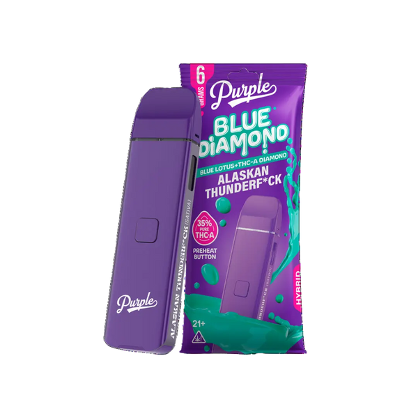PURPLE BLUE DIAMOND BLUE LOTUS + THCA DIAMONDS 6GM DISPOSABLE PURPLE BLUE DIAMOND