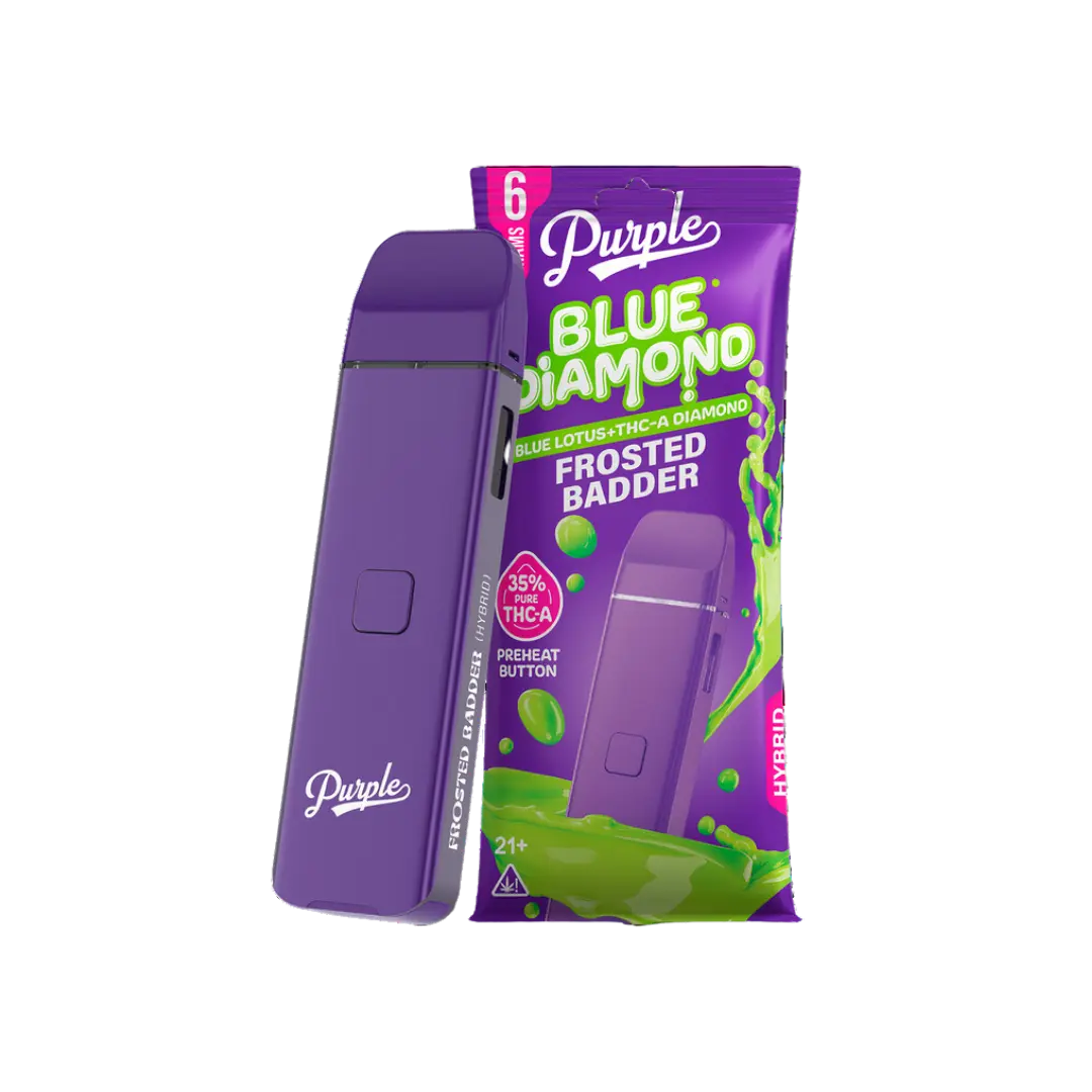 PURPLE BLUE DIAMOND BLUE LOTUS + THCA DIAMONDS 6GM DISPOSABLE PURPLE BLUE DIAMOND