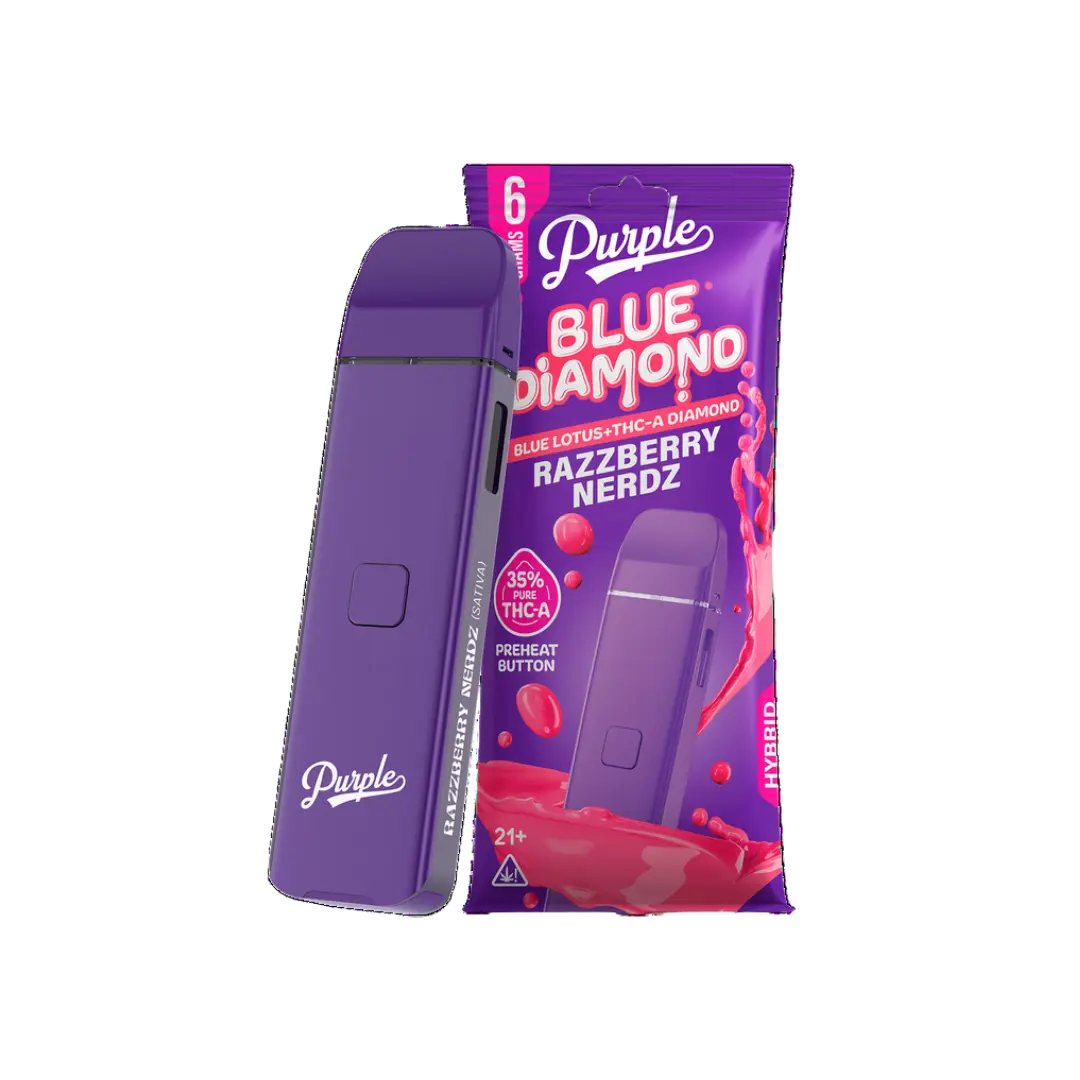 PURPLE BLUE DIAMOND BLUE LOTUS + THCA DIAMONDS 6GM DISPOSABLE PURPLE BLUE DIAMOND