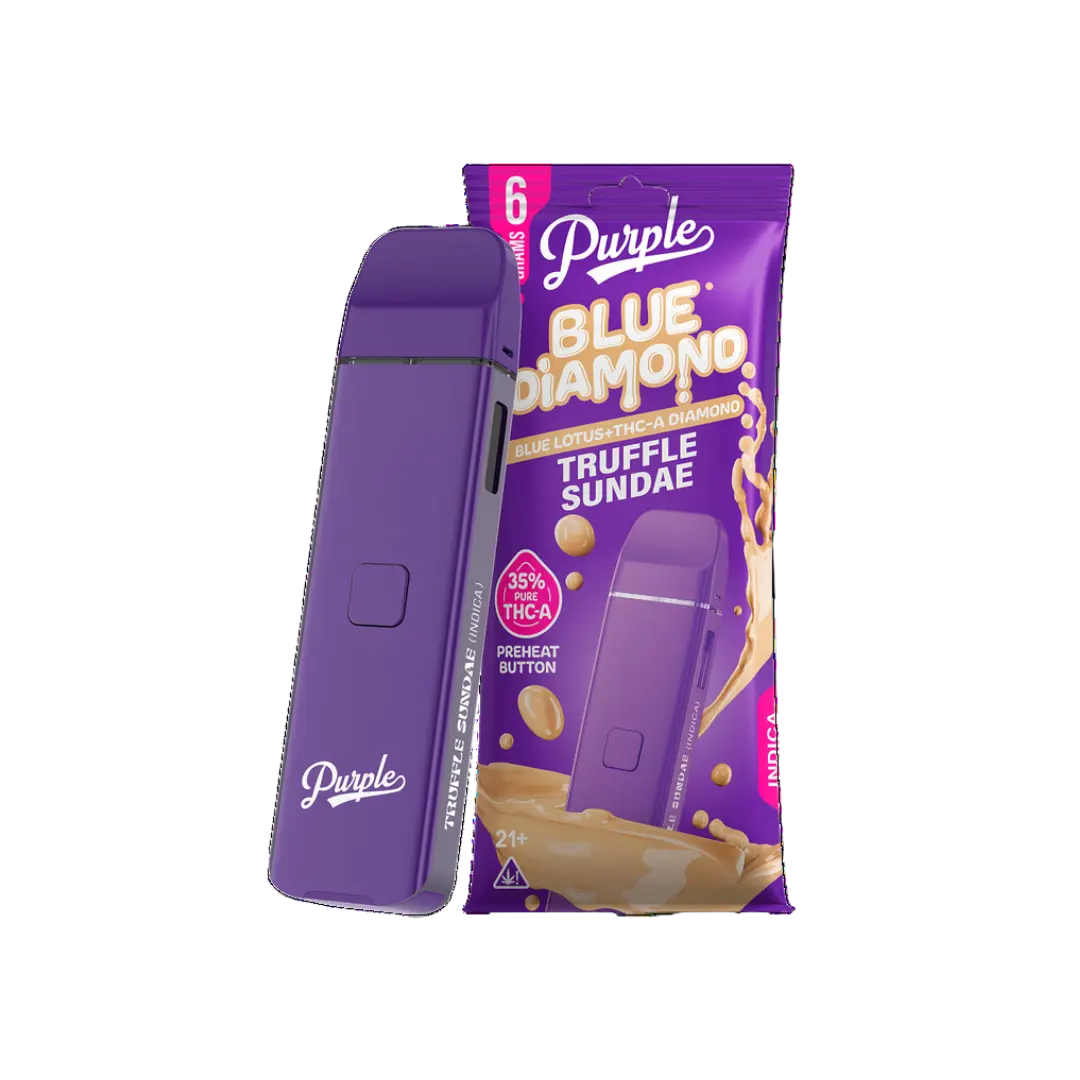 PURPLE BLUE DIAMOND BLUE LOTUS + THCA DIAMONDS 6GM DISPOSABLE PURPLE BLUE DIAMOND