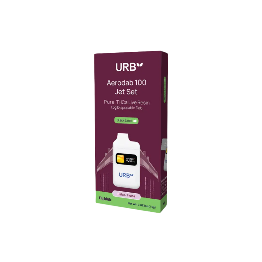 URB AERODAB 100 JET SET LIVE RESIN 1.5GM PURE THCA DISPOSABLE URB