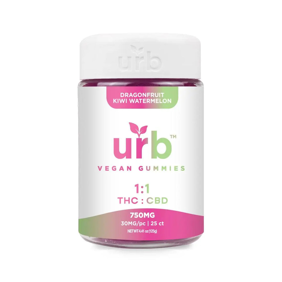Urb 1:1 D9 THC + CBD Gummies, 25CT, 750 mg Urb