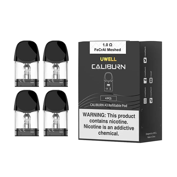 Uwell Caliburn A3 Replacement Pods 1.0OHM, 4pk Uwell